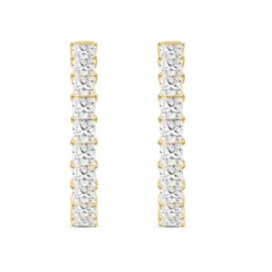 LADIES HOOP EARRINGS 9CT PRINCESS DIAMOND 14K YELLOW GOLD