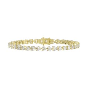 LADIES BRACELET 9CT HEART DIAMOND 14K YELLOW GOLD