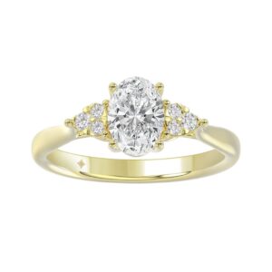 LADIES RING 1 1/8CT ROUND/OVAL DIAMOND 14K YELLOW GOLD (CENTER STONE OVAL DIAMOND 1CT )