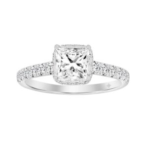 LADIES RING 2CT ROUND/PRINCESS DIAMOND 14K WHITE GOLD (CENTER STONE PRINCESS DIAMOND 1 1/2CT )
