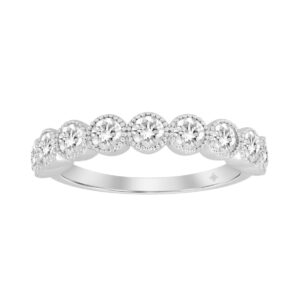 LADIES BAND 1CT ROUND DIAMOND 14K WHITE GOLD