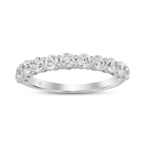 LADIES BAND 1CT ROUND DIAMOND 14K WHITE GOLD