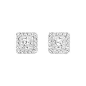 MEN'S EARRINGS 3 1/2CT ROUND DIAMOND 14K WHITE GOLD