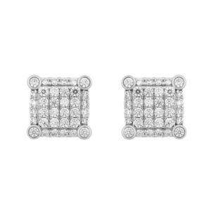 LADIES EARRINGS 1CT ROUND DIAMOND 14K WHITE GOLD
