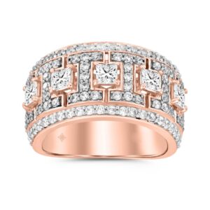 MEN'S RING 2 1/3CT ROUND/PRINCESS DIAMOND 14K ROSE GOLD