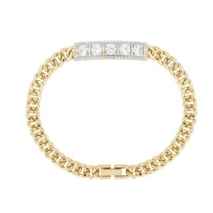 MEN'S BRACELET 3CT ROUND DIAMOND 14K YELLOW GOLD