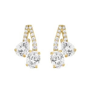 14K YELLOW GOLD 2 1/2CT ROUND/OVAL/PEAR DIAMOND LADIES EARRINGS