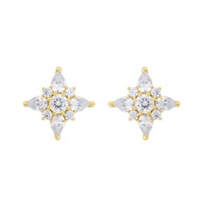 14K YELLOW GOLD 1CT ROUND/PEAR DIAMOND LADIES EARRINGS