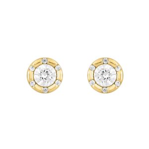 14K YELLOW GOLD 3/4CT ROUND DIAMOND LADIES EARRINGS