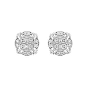 14K WHITE GOLD 1 1/4CT ROUND/PRINCESS DIAMOND MEN'S EARRINGS