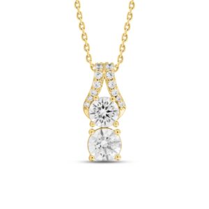 14K YELLOW GOLD 1 1/2CT ROUND DIAMOND LADIES PENDANT WITH CHAIN