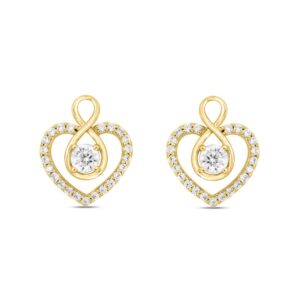 LADIES EARRINGS 1CT ROUND DIAMOND 14K YELLOW GOLD