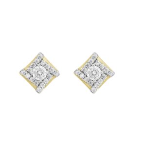 LADIES EARRINGS 1/2CT ROUND DIAMOND 14K YELLOW GOLD
