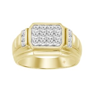 MEN'S RING 3/4CT ROUND DIAMOND 14K YELLOW GOLD