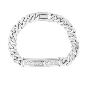 MEN'S BRACELET 2 1/2CT ROUND DIAMOND 14K WHITE GOLD