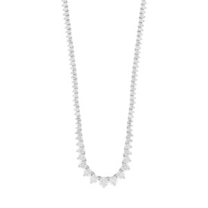 LADIES NECKLACE 7CT ROUND DIAMOND 14K WHITE GOLD