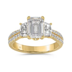 LADIES RING 3.25CT ROUND/EMERALD/CADILLAC DIAMOND 14K YELLOW GOLD (CENTER STONE EMERALD DIAMOND 2.00CT)