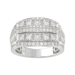 14K WHITE GOLD 2.00CT ROUND DIAMOND MEN'S RING