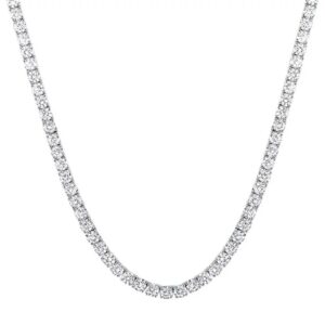 LADIES TENNIS NECKLACE 11CT ROUND DIAMOND 14K WHITE GOLD