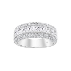 LADIES RING 3CT ROUND/PRINCESS DIAMOND 14K WHITE GOLD