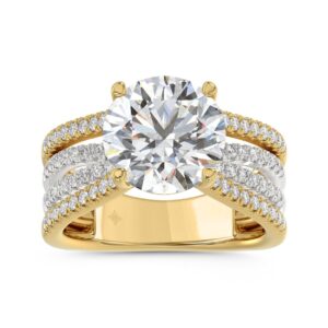 14K YELLOW GOLD 3 1/2CT ROUND DIAMOND LADIES RING (CENTER STONE ROUND DIAMOND 3.00CT)