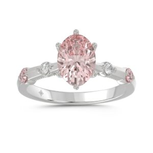 LADIES RING 1 3/4CT ROUND/OVAL DIAMOND 14K WHITE GOLD (CENTER STONE OVAL DIAMOND 1 1/2CT )