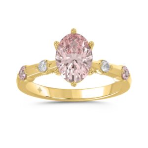 LADIES RING 1 3/4CT ROUND/OVAL DIAMOND 14K YELLOW GOLD (CENTER STONE OVAL DIAMOND 1 1/2CT )
