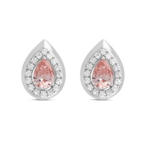 LADIES EARRINGS 1 1/3CT ROUND/PEAR DIAMOND 14K WHITE GOLD (CENTER STONE PEAR DIAMOND 1CT)