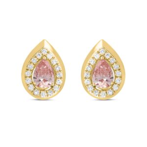 LADIES EARRINGS 1 1/3CT ROUND/PEAR DIAMOND 14K YELLOW GOLD (CENTER STONE PEAR DIAMOND 1CT)