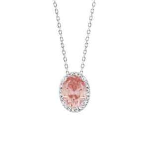 LADIES PENDANT 1 1/4CT ROUND/OVAL DIAMOND 14K WHITE GOLD WITH CHAIN (CENTER STONE OVAL DIAMOND 1CT)