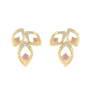 LADIES EARRINGS 1/2CT ROUND DIAMOND 14K YELLOW GOLD (CENTER STONE ROUND DIAMOND 1/3CT )
