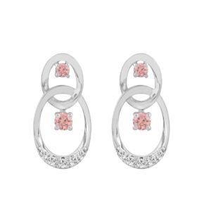 LADIES EARRINGS 1/2CT ROUND DIAMOND 14K WHITE GOLD (CENTER STONE ROUND DIAMOND 1/3CT )