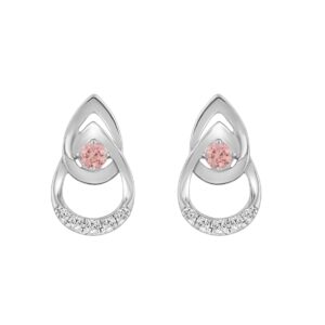 LADIES EARRINGS 1/3CT ROUND DIAMOND 14K WHITE GOLD (CENTER STONE ROUND DIAMOND 1/5CT )