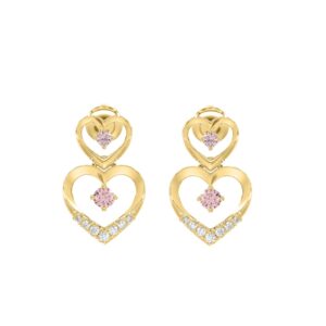 LADIES EARRINGS 1/2CT ROUND DIAMOND 14K YELLOW GOLD