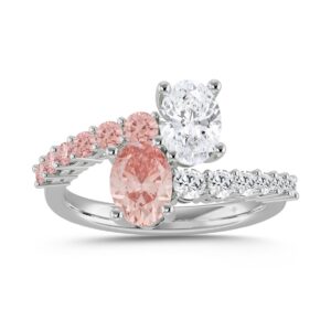 LADIES RING 1 1/2CT ROUND/OVAL DIAMOND 14K WHITE GOLD (CENTER STONE OVAL DIAMOND 1/2CT)