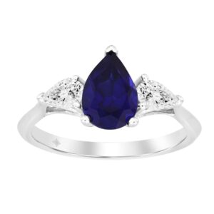 LADIES RING 2 1/6CT PEAR DIAMOND 14K WHITE GOLD (CENTER STONE SAPPHIRE PEAR DIAMOND 1 3/4CT )