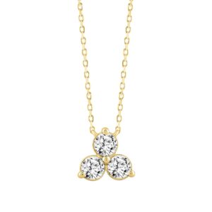 LADIES NECKLACE 1CT ROUND DIAMOND 14K YELLOW GOLD WITH CHAIN