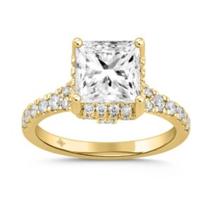 LADIES RING 2 3/4CT ROUND/PRINCESS DIAMOND 14K YELLOW GOLD (CENTER STONE PRINCESS DIAMOND 2CT )