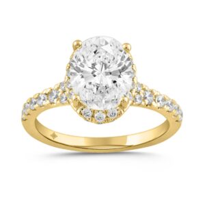 LADIES RING 2 3/4CT ROUND/OVAL DIAMOND 14K YELLOW GOLD (CENTER STONE OVAL DIAMOND 2CT )
