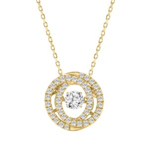 14K YELLOW GOLD 1.00CT ROUND DIAMOND LADIES PENDANT WITH CHAIN (CENTER STONE ROUND DIAMOND 1/2CT)