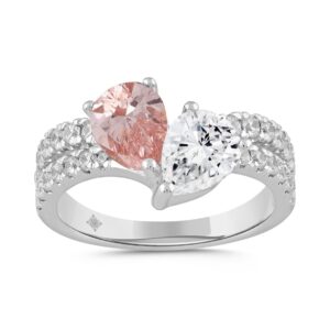 ETERNAL BLUSH COLLECTION LADIES RING 2CT ROUND/PINK PEAR DIAMOND 14K WHITE GOLD (CENTER STONE PINK PEAR DIAMOND 3/4CT)