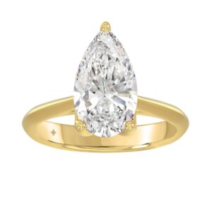 LADIES SOLITAIRE RING 4CT PEAR DIAMOND 14K YELLOW GOLD