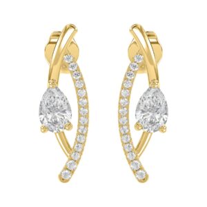 14K YELLOW GOLD 1.00CT ROUND/PEAR DIAMOND LADIES EARRINGS