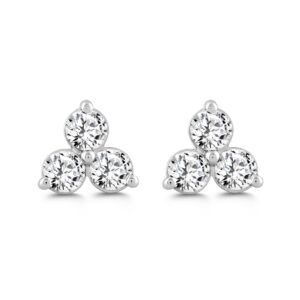LADIES EARRINGS 1.00CT ROUND DIAMOND 18K WHITE GOLD