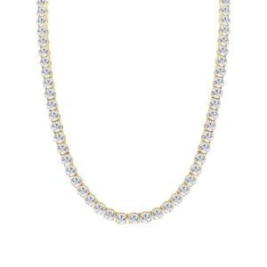 LADIES TENNIS NECKLACE 32 1/4CT ROUND DIAMOND 14K YELLOW GOLD