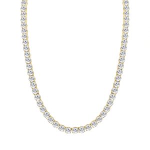 LADIES TENNIS NECKLACE 85.00CT ROUND DIAMOND 14K YELLOW GOLD