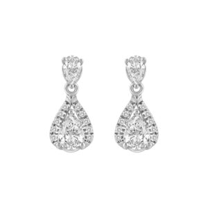 14K WHITE GOLD 1.00CT ROUND/PEAR DIAMOND LADIES EARRING