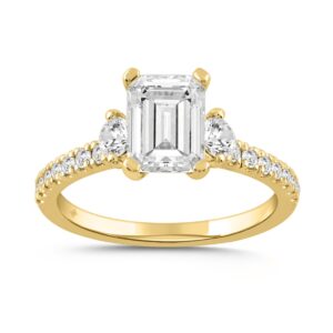 LADIES RING 2.50CT ROUND/EMERALD DIAMOND 14K YELLOW GOLD (CENTER STONE EMERALD DIAMOND 2.00CT)