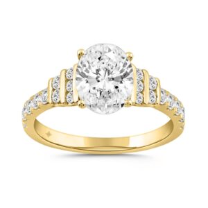 LADIES RING 2.50CT ROUND/OVAL DIAMOND 14K YELLOW GOLD (CENTER STONE OVAL DIAMOND 2.00CT)