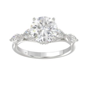 LADIES RING 2.50CT ROUND/PEAR/MARQUISE DIAMOND 14K WHITE GOLD (CENTER STONE ROUND DIAMOND 2.00CT)